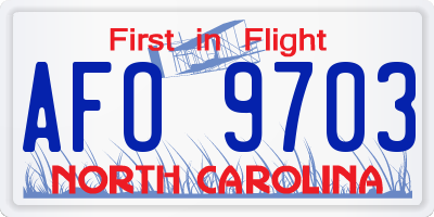 NC license plate AFO9703