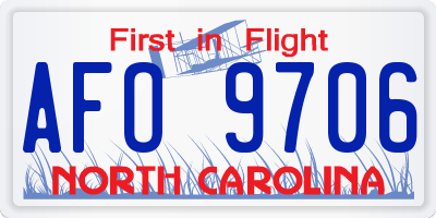 NC license plate AFO9706
