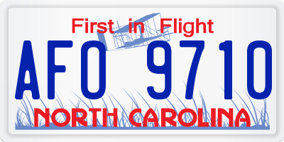 NC license plate AFO9710