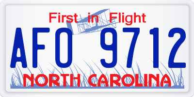 NC license plate AFO9712