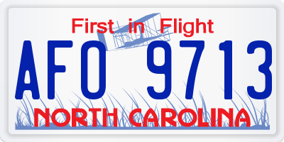 NC license plate AFO9713