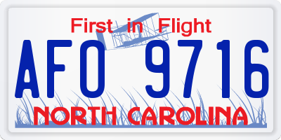 NC license plate AFO9716