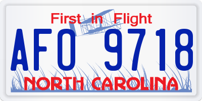 NC license plate AFO9718