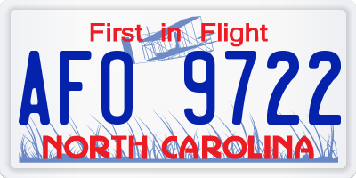 NC license plate AFO9722