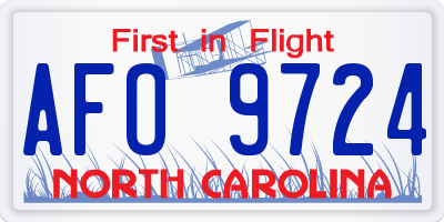 NC license plate AFO9724