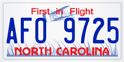 NC license plate AFO9725