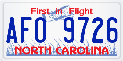 NC license plate AFO9726