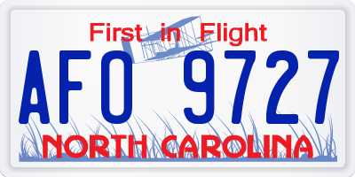 NC license plate AFO9727
