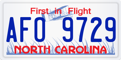 NC license plate AFO9729