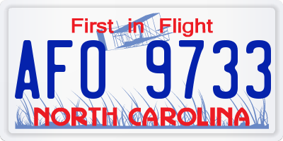 NC license plate AFO9733