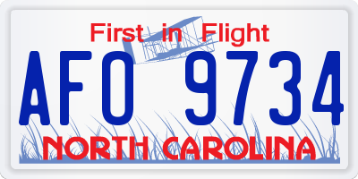 NC license plate AFO9734