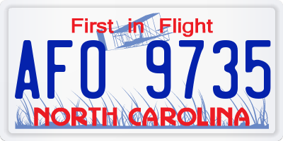 NC license plate AFO9735