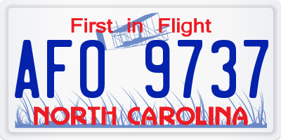 NC license plate AFO9737