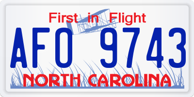 NC license plate AFO9743