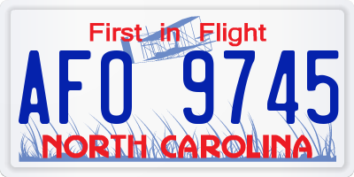 NC license plate AFO9745