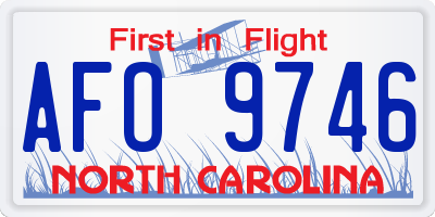 NC license plate AFO9746