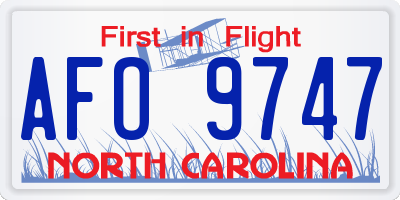 NC license plate AFO9747