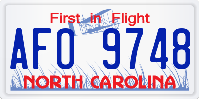 NC license plate AFO9748