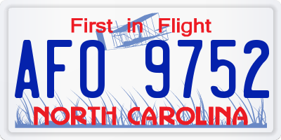 NC license plate AFO9752