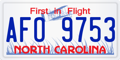 NC license plate AFO9753