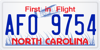 NC license plate AFO9754