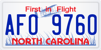NC license plate AFO9760