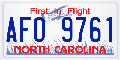 NC license plate AFO9761