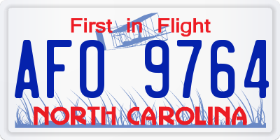 NC license plate AFO9764