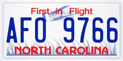 NC license plate AFO9766