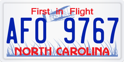 NC license plate AFO9767