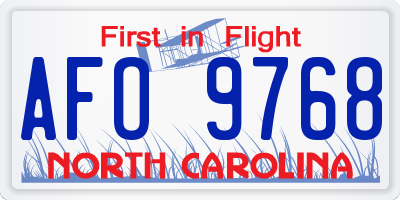 NC license plate AFO9768