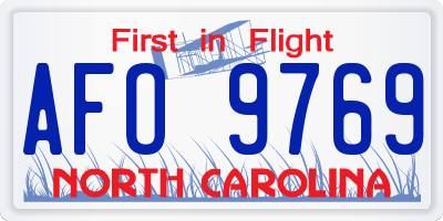 NC license plate AFO9769