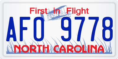 NC license plate AFO9778