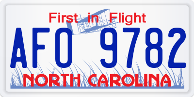 NC license plate AFO9782