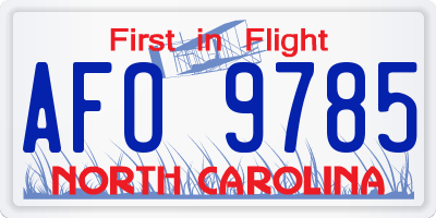 NC license plate AFO9785