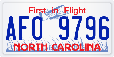 NC license plate AFO9796