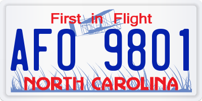 NC license plate AFO9801