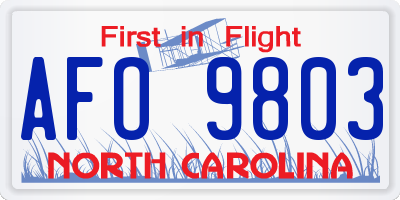 NC license plate AFO9803