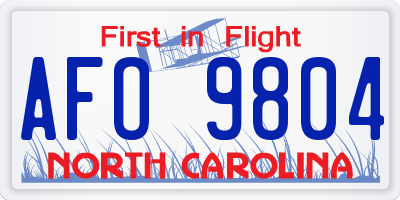 NC license plate AFO9804