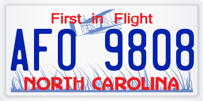 NC license plate AFO9808
