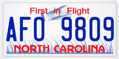 NC license plate AFO9809