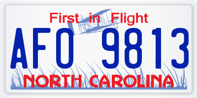 NC license plate AFO9813