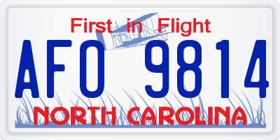 NC license plate AFO9814