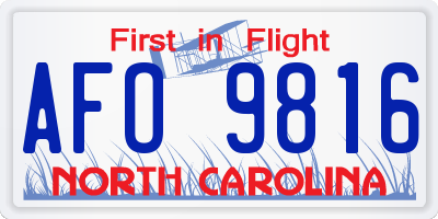 NC license plate AFO9816