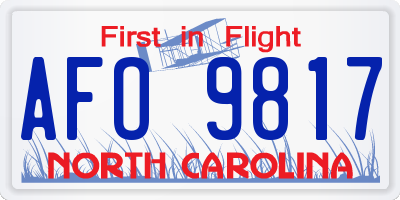NC license plate AFO9817