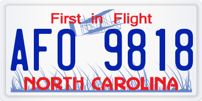 NC license plate AFO9818