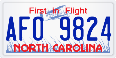 NC license plate AFO9824
