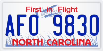 NC license plate AFO9830