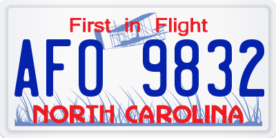 NC license plate AFO9832