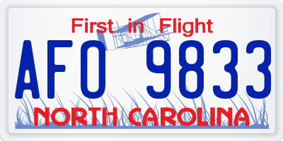 NC license plate AFO9833